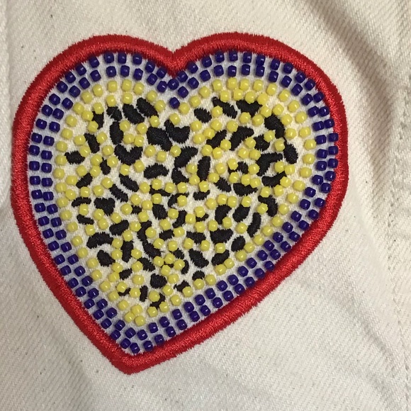 New Anthropologie Embroidered Heart denim jacket - Picture 5 of 9